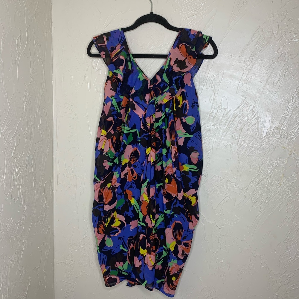 Multi Colored Floral Ruffle  Dress